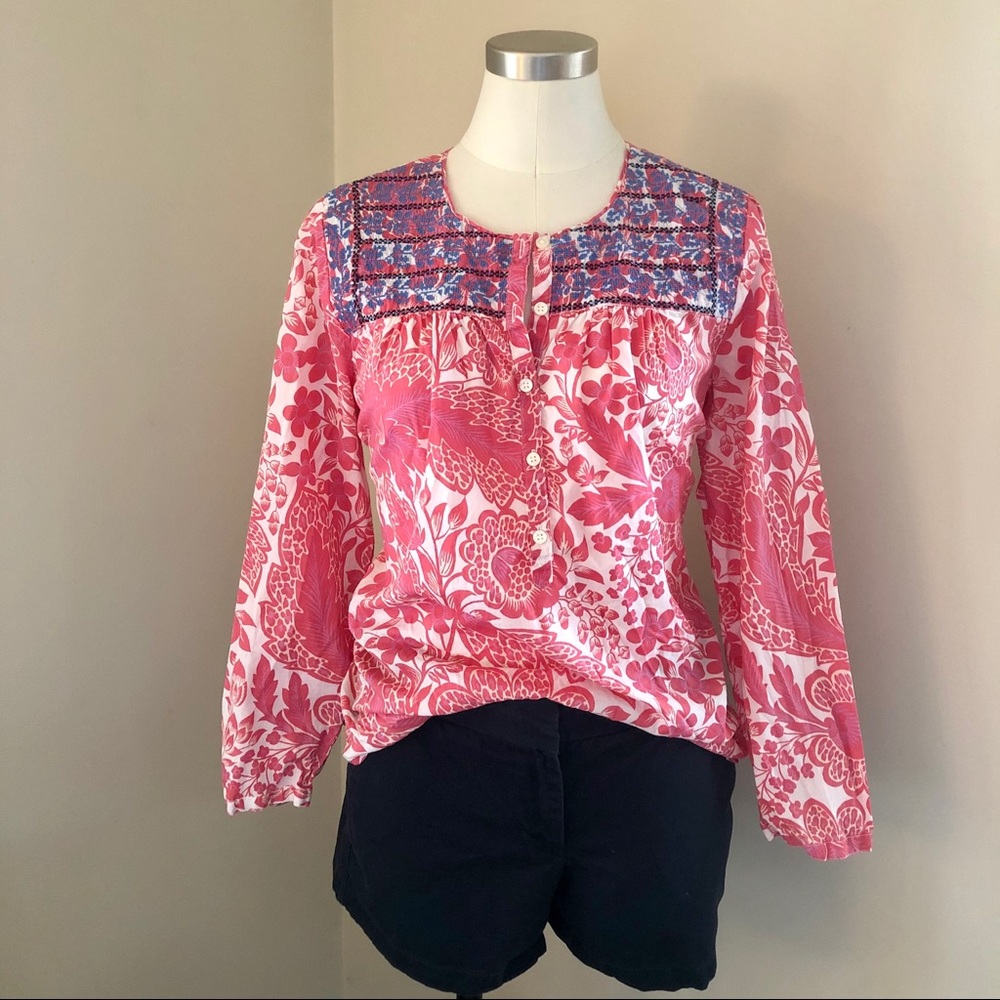 Floral Embroidered Blouse // Pink